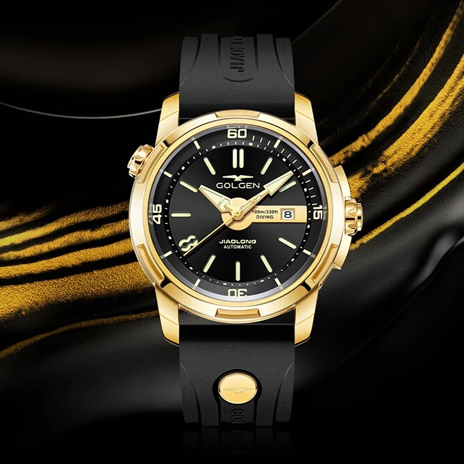 GOLGEN/古尊蛟龙系列机械表潜水表 黑金刚·16017