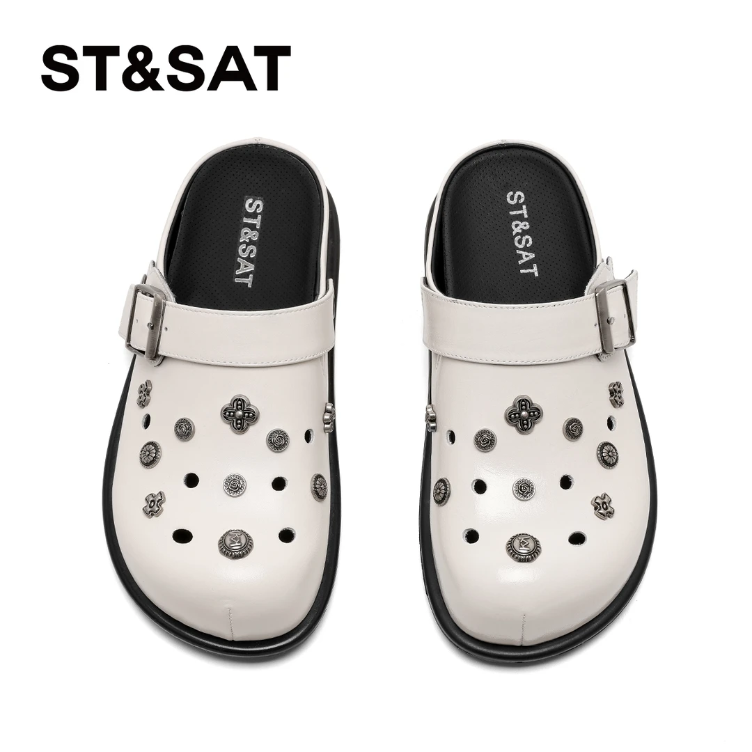 星期六夏季女鞋厚底洞洞鞋女款2025新款爆款百搭鞋子女外穿凉拖鞋