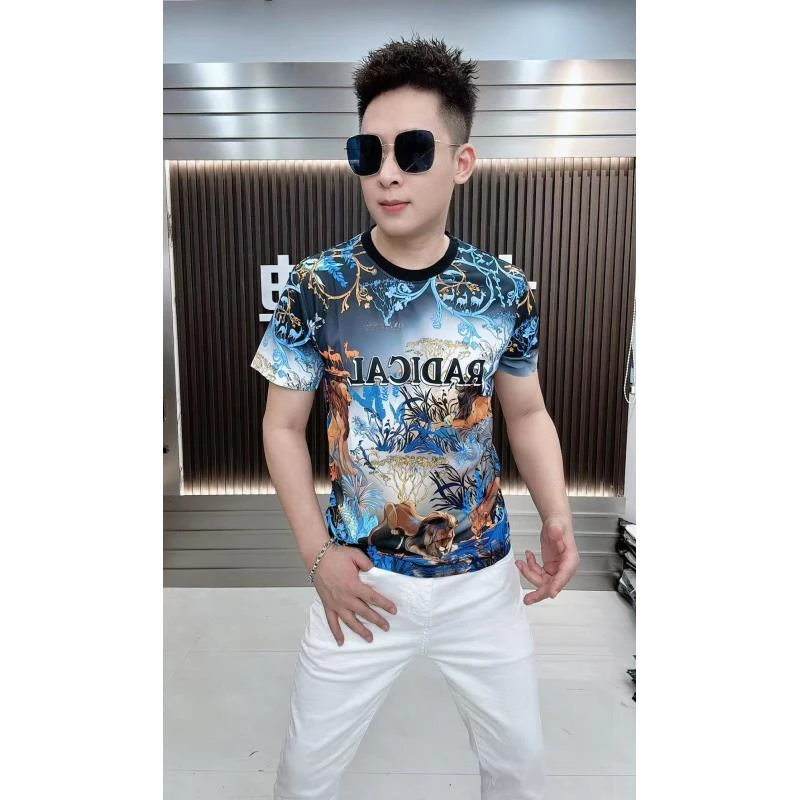 2025夏季新款薄款短袖T恤男士透气上衣印花潮牌休闲夏款衣服百搭