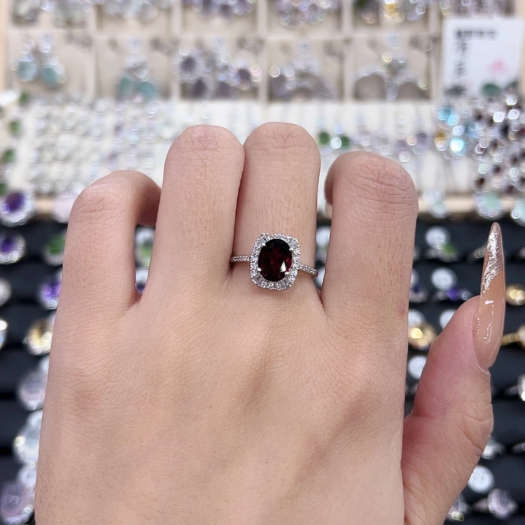 红宝石银S925镶嵌戒指