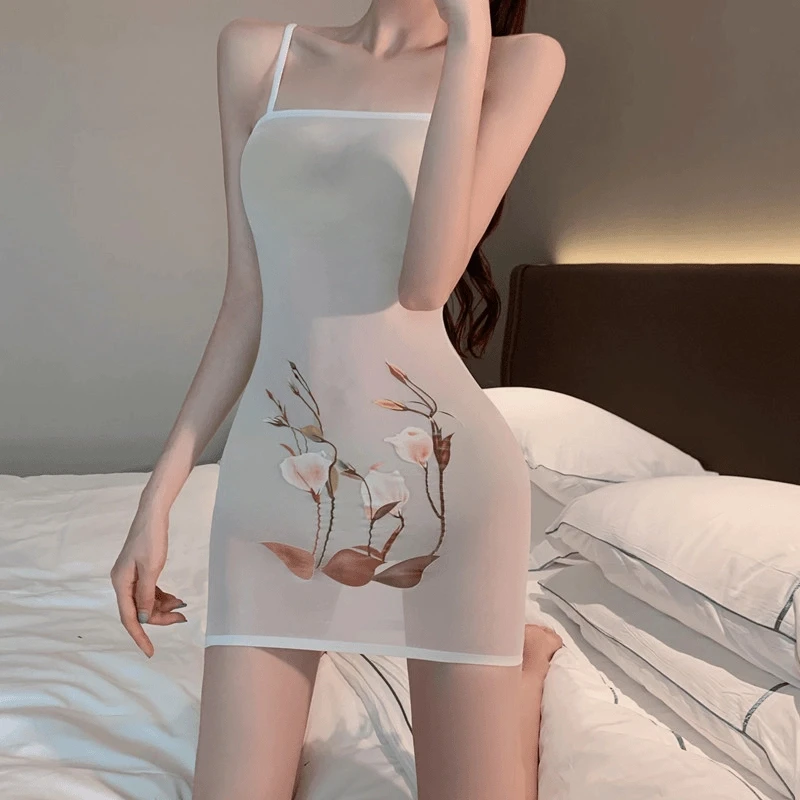 性感纯欲吊带包臀睡裙超薄连衣裙女不规则情调睡衣小冰小个子睡裙