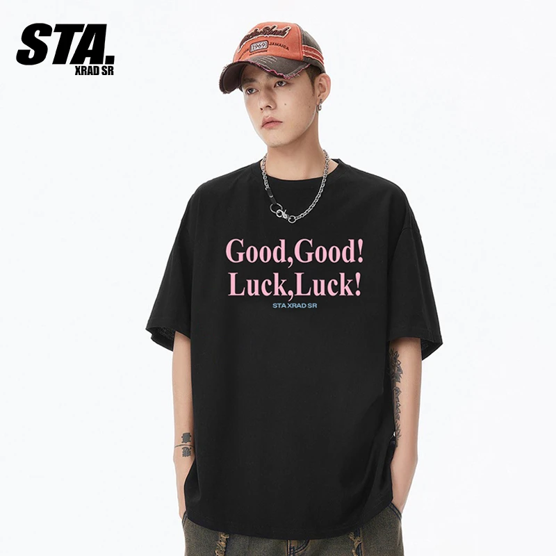 STA.美式短袖T恤男款潮牌夏季男生休闲新款重磅纯棉白色宽松休闲