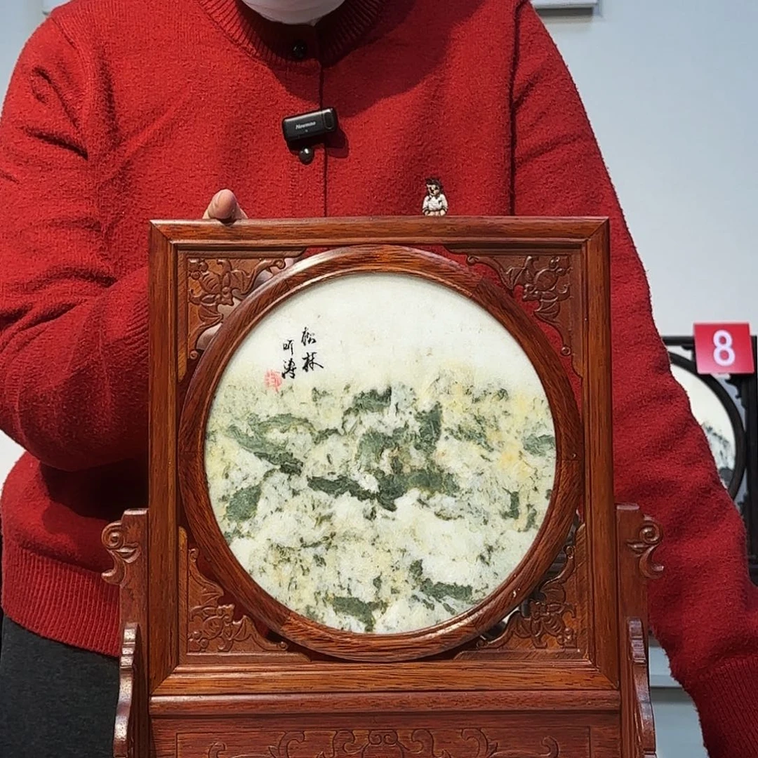 石材天然大理石画屏风摆件