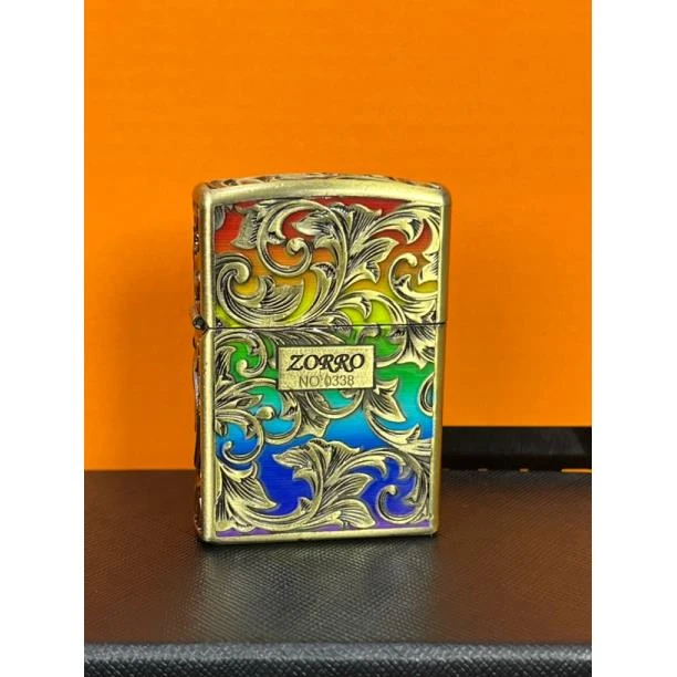 佐罗青铜夜光七彩唐草防风煤油打火机（需自行配油）