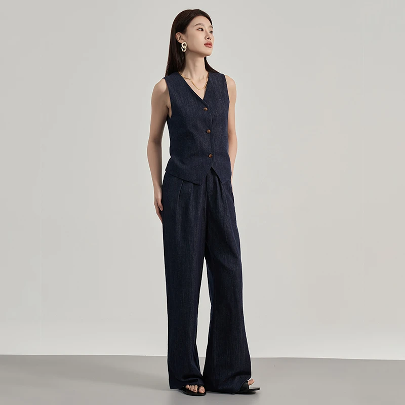 Petit Bari 松弛宽松汉麻牛仔西裤（水洗产品）