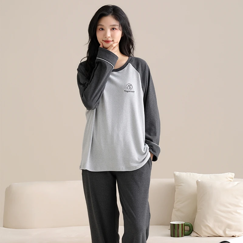 2025年新款德绒睡衣加绒加厚秋冬家居服保暖情侣圆领可外穿睡衣