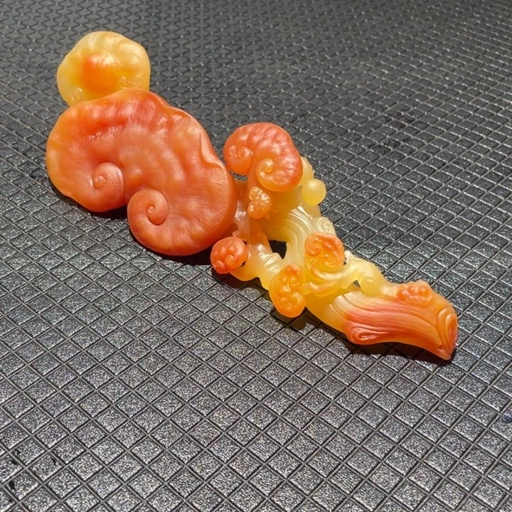 石英质玉（黄龙玉）未镶嵌人生如意