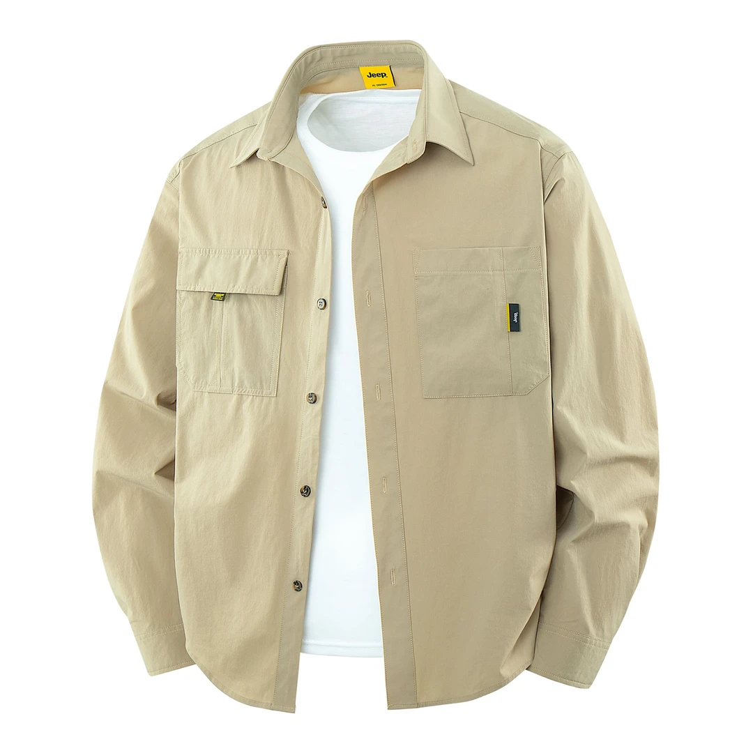 JEEP/吉普2025秋季新款纯棉长袖速干男士欧美风纯棉衬衫薄款宽松