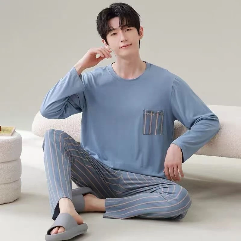 2025新款男士秋冬季睡衣长袖长裤宽松大码套装宽松春夏天家居服