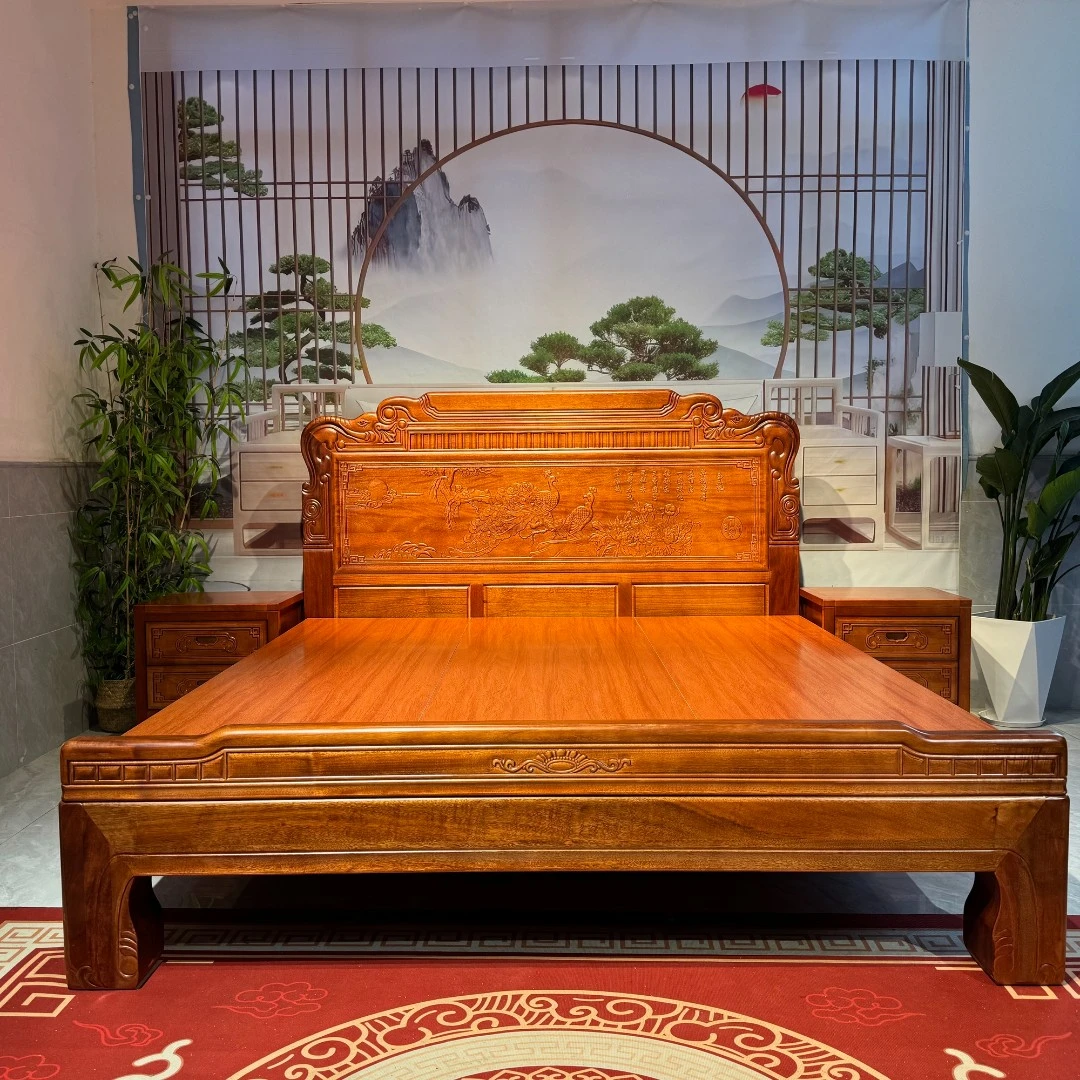 中式仿古古典实木床雕花全榫卯结构大气双人床主卧家用高档大床