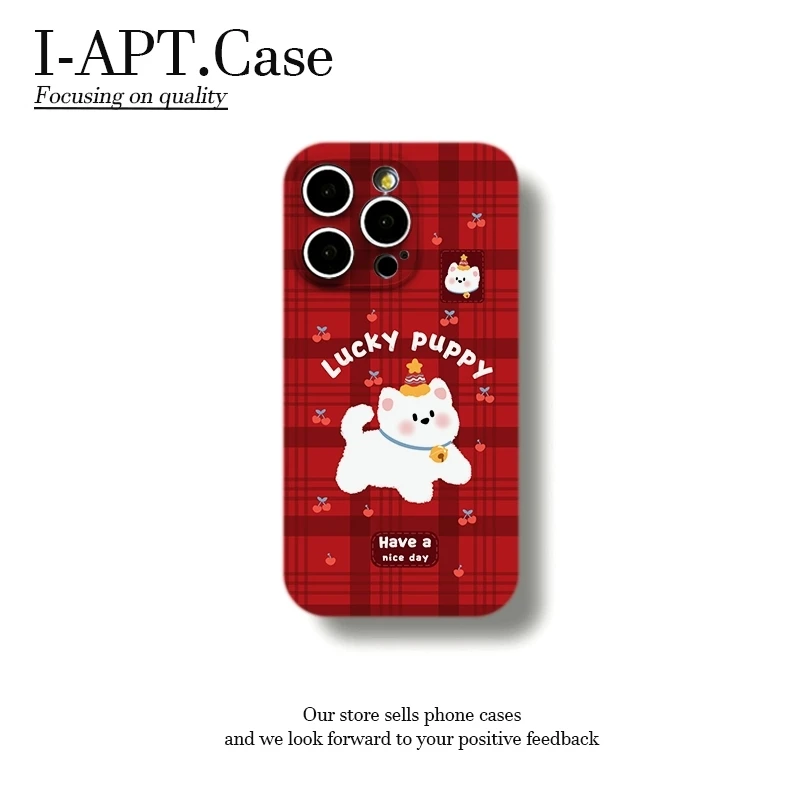 红格铃铛小狗菲林软壳适用iPhone苹果16手机壳华为oppo小米vivo新