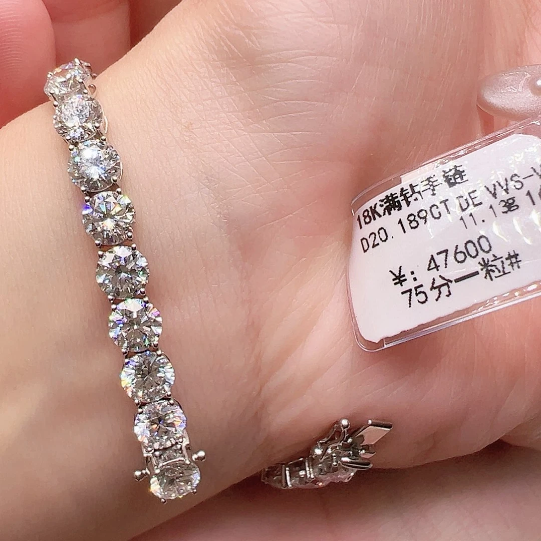 套链18K金镶嵌实验室培育钻石单颗75分，网球款手链