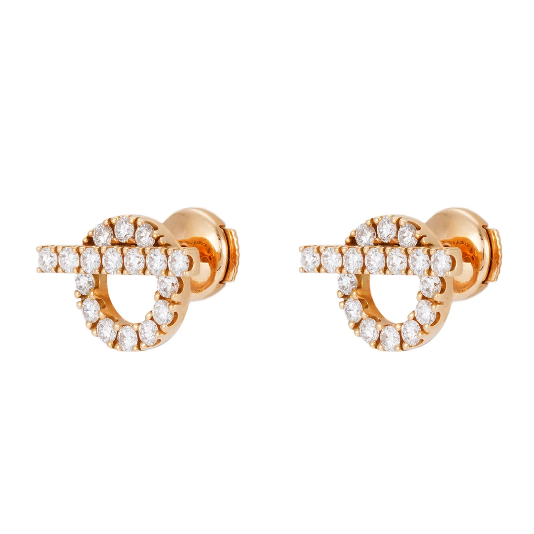 99新 Hermes/爱马仕 Finesse耳环玫瑰金/JL23000311