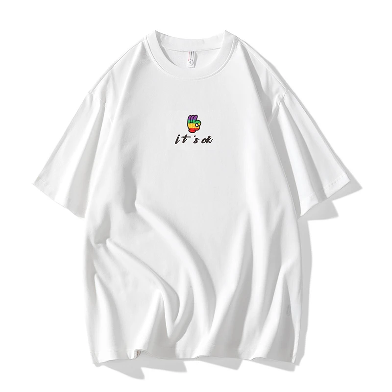 Hanfei Story国潮短袖宽松圆领学生宽松白色通用夏季时尚印花T恤