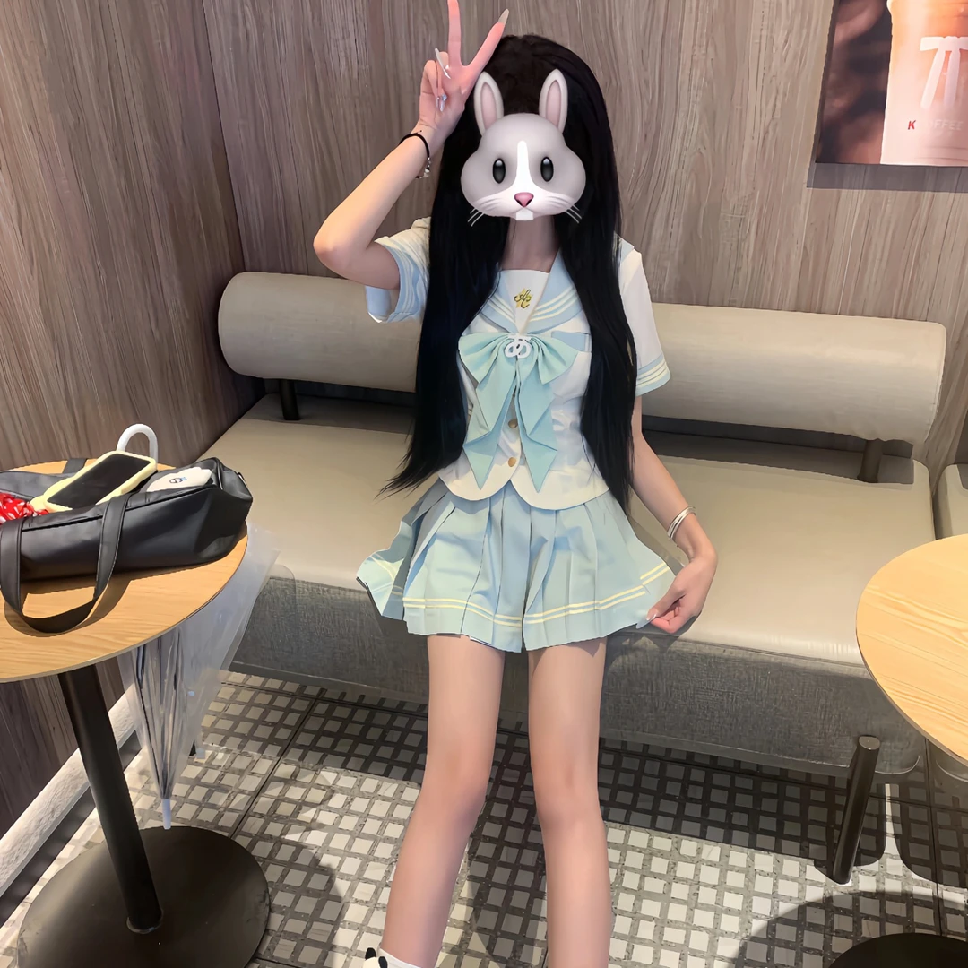 【海盐夏栀】青栀原创jk制服套装正版日系水手服学院风百褶短裙女
