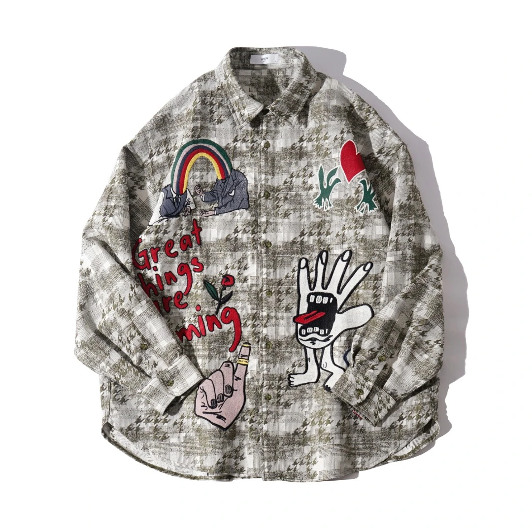 25新款 宽松刺绣时装休闲衬衫外套 1373