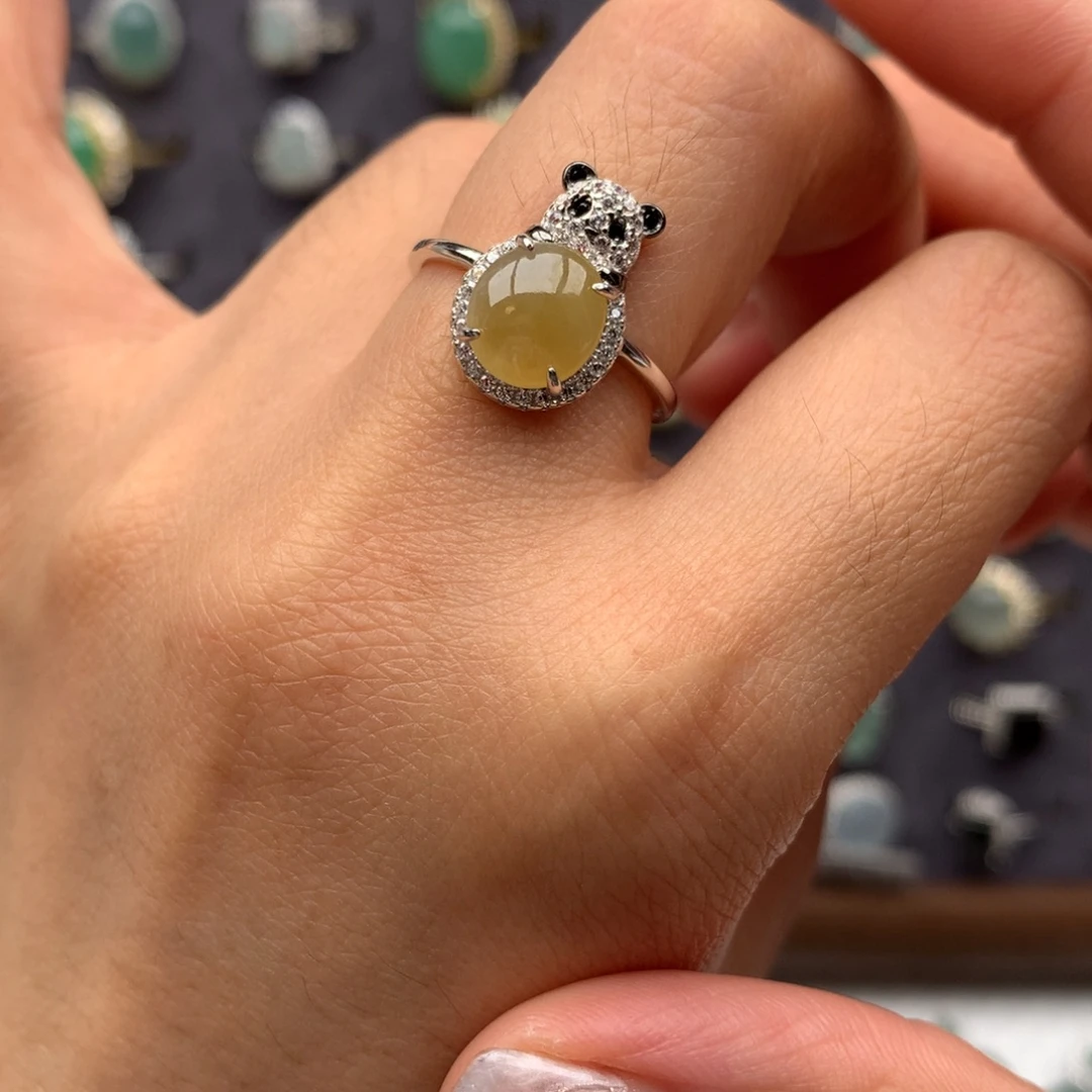 翡翠银S925镶嵌戒指戒指