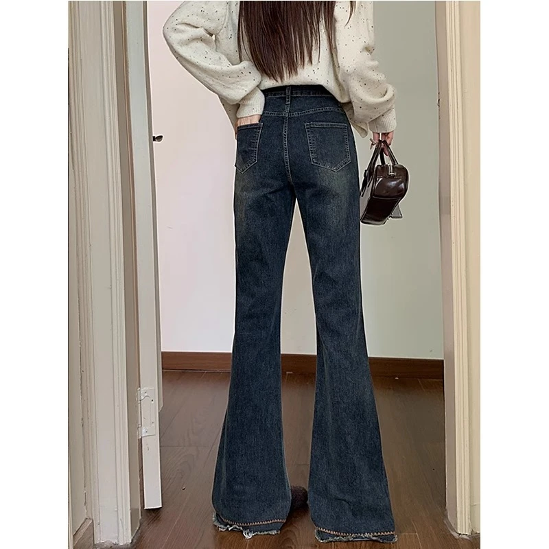 【小曹大码】牛仔裤秋季新款胯大腿粗显瘦修身喇叭裤子-KXDM33205