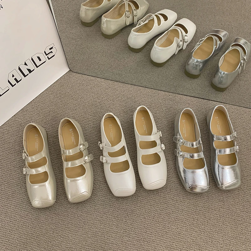 【FF】2025新款夏季法式银色玛丽珍单鞋女