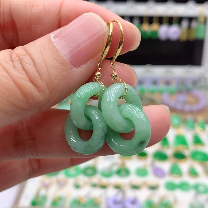 翡翠18K金镶嵌耳饰