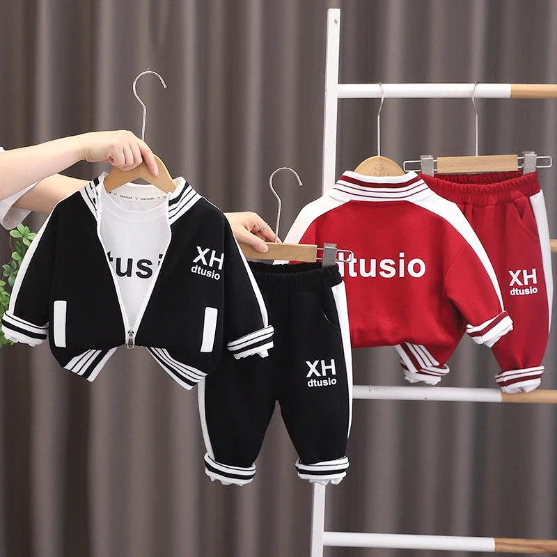 男童秋装套装运动童装宝宝春秋季休闲棒球服三件套婴儿童衣服