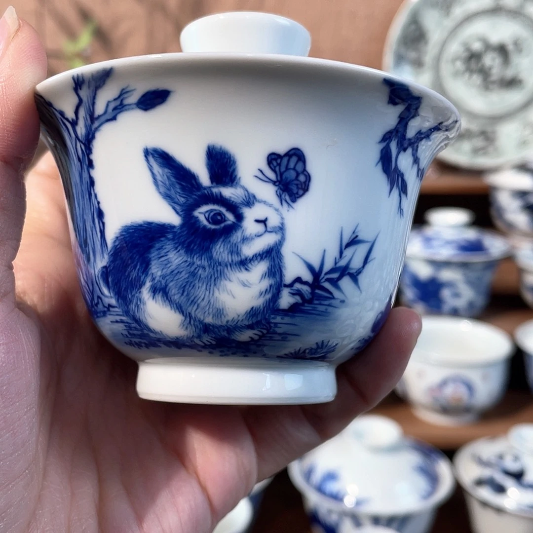 拾藝致物兔子盖碗