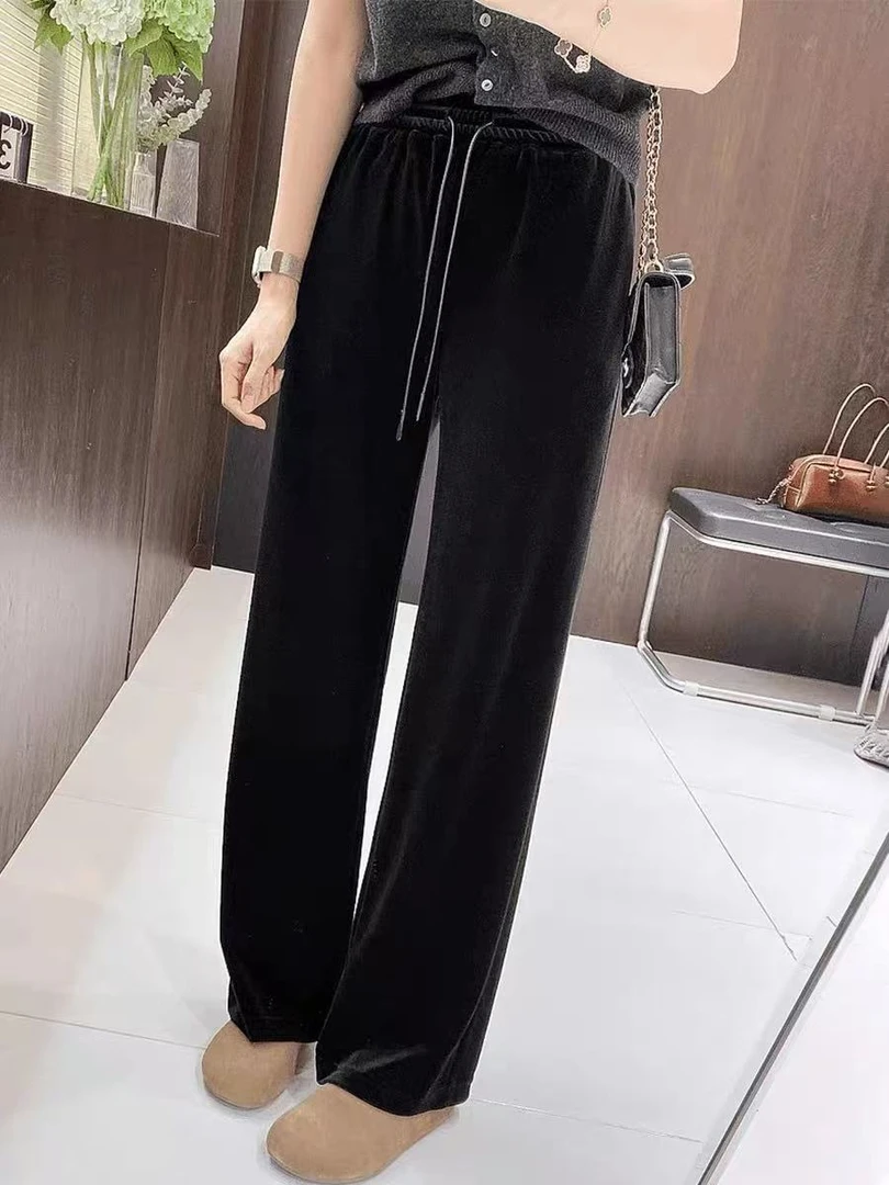 【金丝绒裤】2025早春薄款高级感丝绒显瘦垂感休闲直筒裤