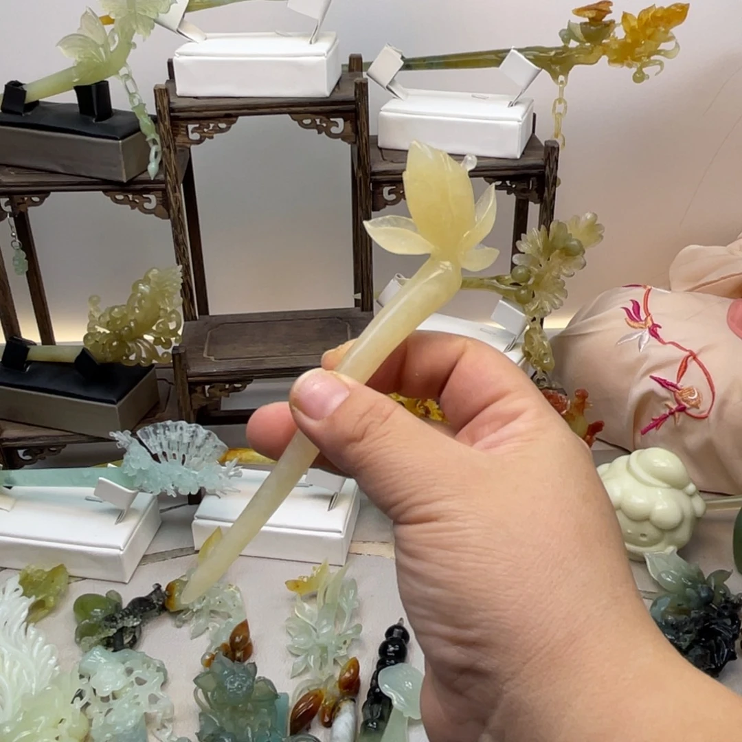 蛇纹石玉合金发饰