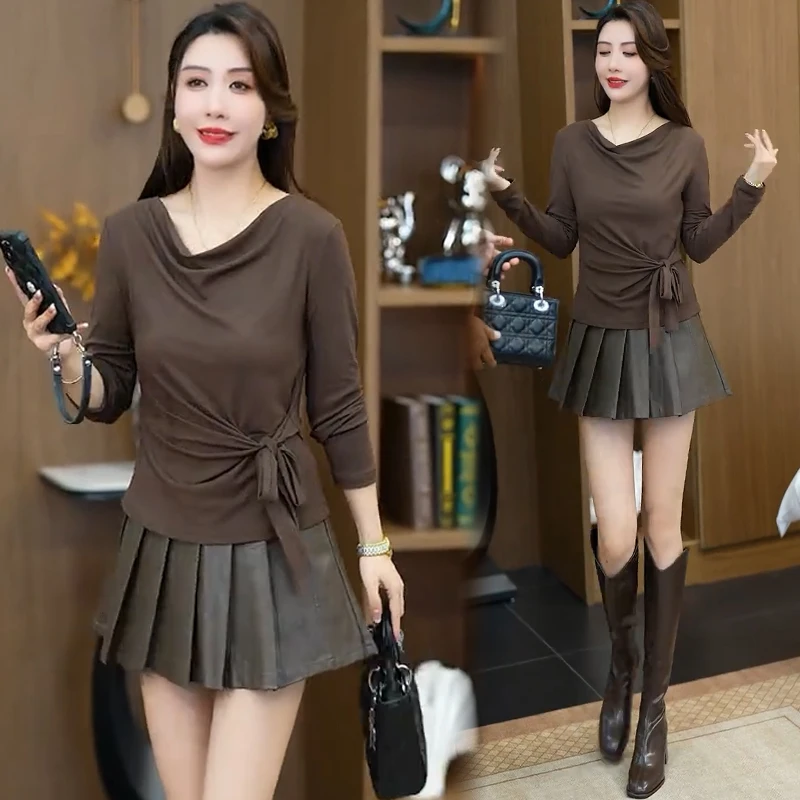 时尚套装女2025秋季新款洋气减龄显瘦长袖上衣高腰半身裙两件套潮
