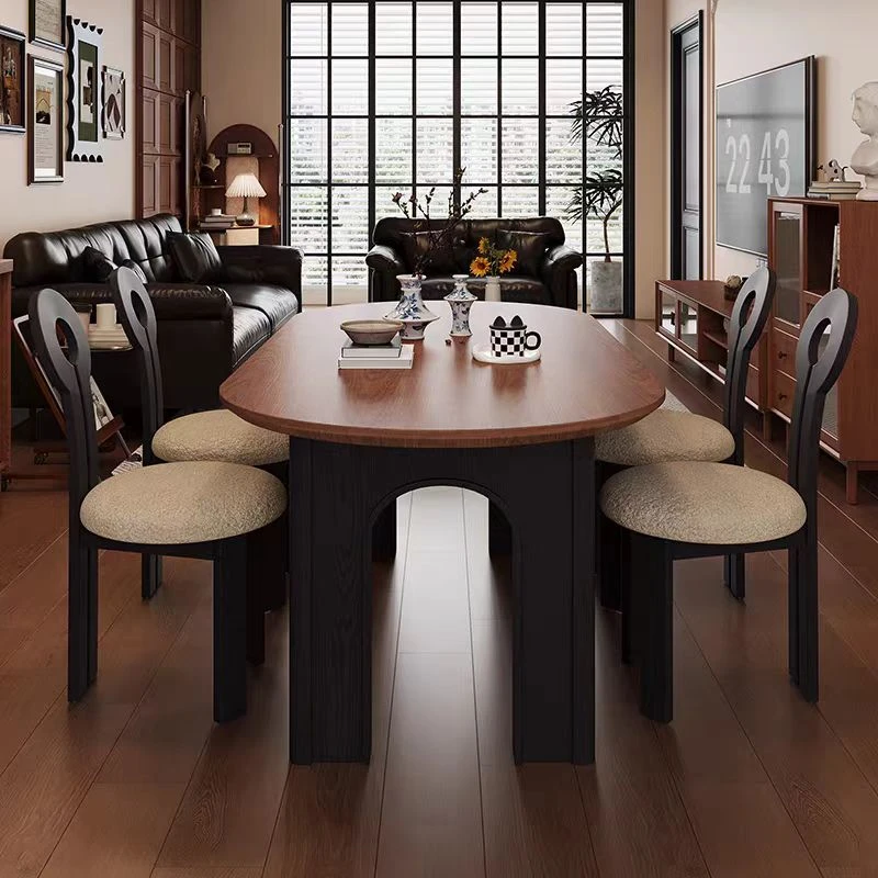 【普罗旺斯餐桌】新款法式复古实木餐桌椅组合椭圆中古2025新款餐桌