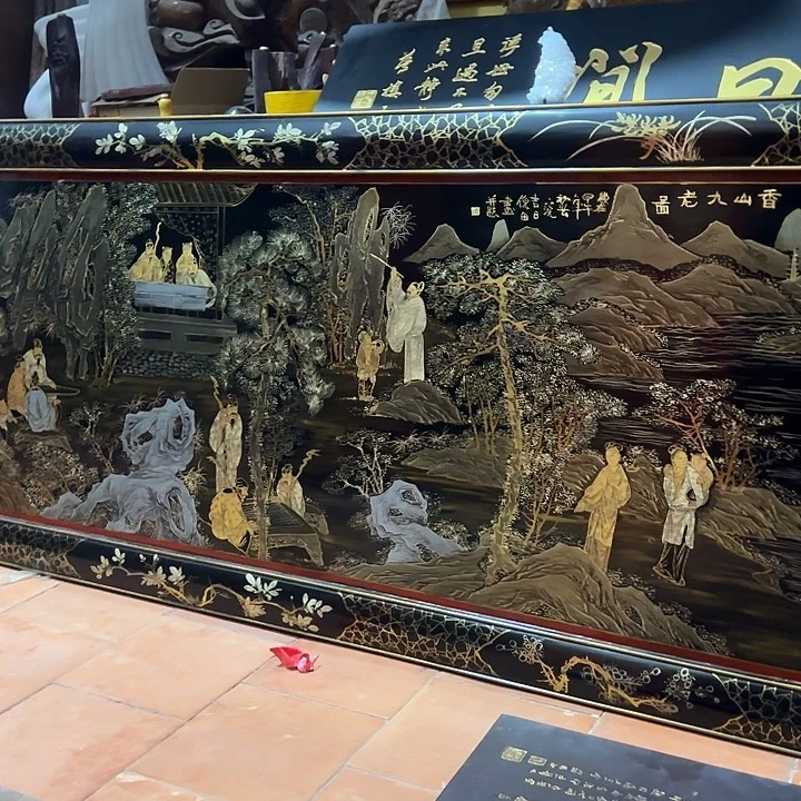 用***5家具乌木类匾额漆画香山九老作品