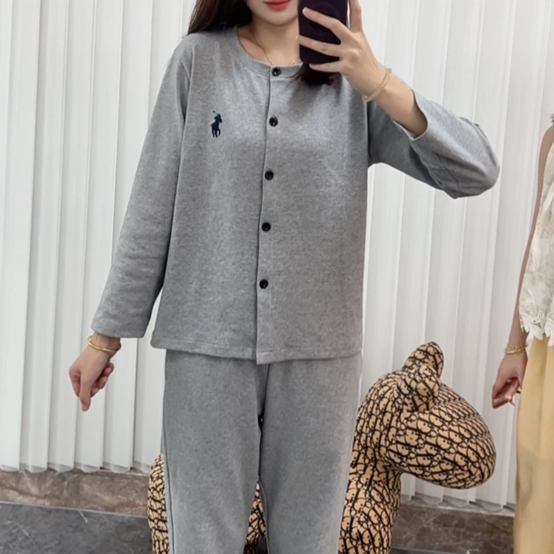 秋冬纯棉长袖长裤家居服休闲运动套装可外穿
