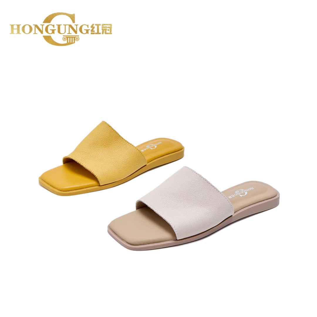 清！红冠夏季女鞋2厘米低跟休闲一字拖漏趾踩拖脚蹬拖鞋253-3