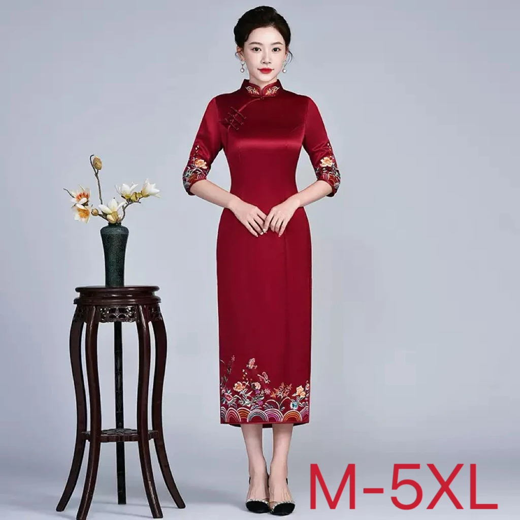 2025秋冬【正品苏绣】进口三醋酸喜婆婆妈妈敬酒服高级感婚宴礼服L