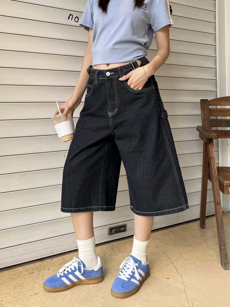 （kc）inward（0226#）腰部扣件设计款~夏季复古阔腿裤八分裤【裤长61】