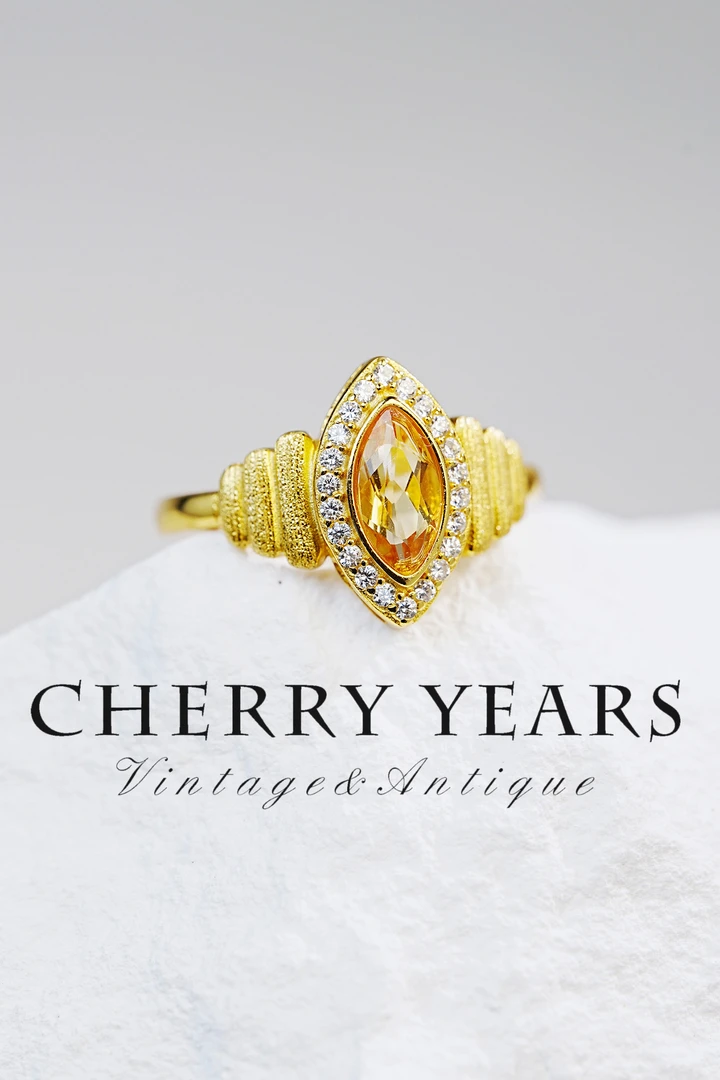 925银镶黄水晶开口戒指