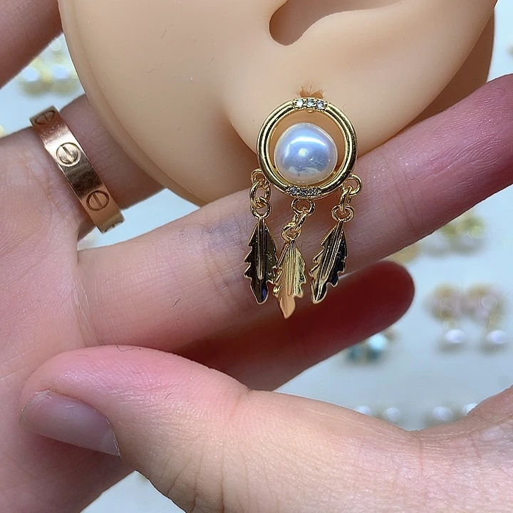 合金淡水珍珠耳饰