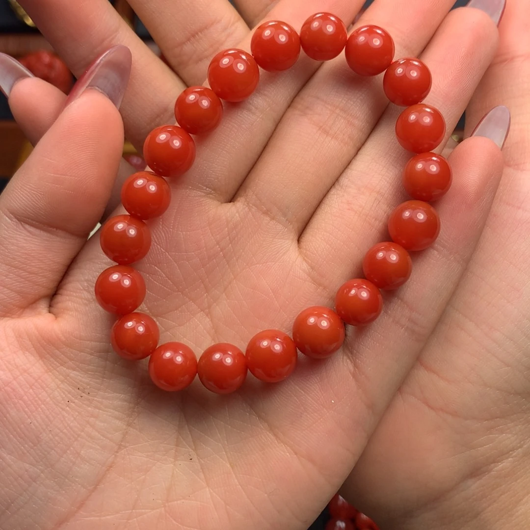 南红玛瑙未镶嵌9+柿子红手串