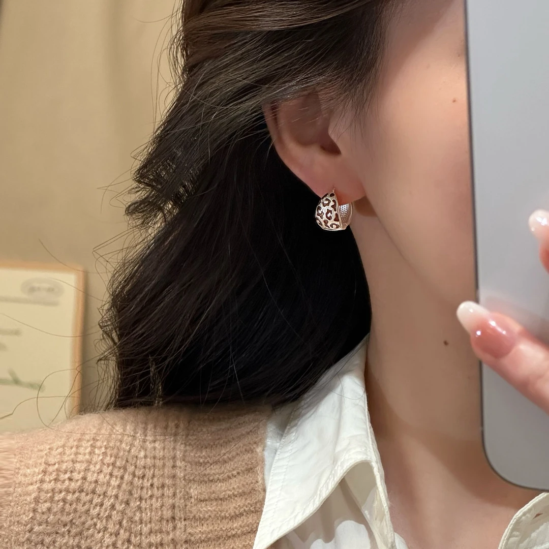 铜合金耳饰 【叙言】轻奢简约时尚百搭精致小香风双面耳环美拉德