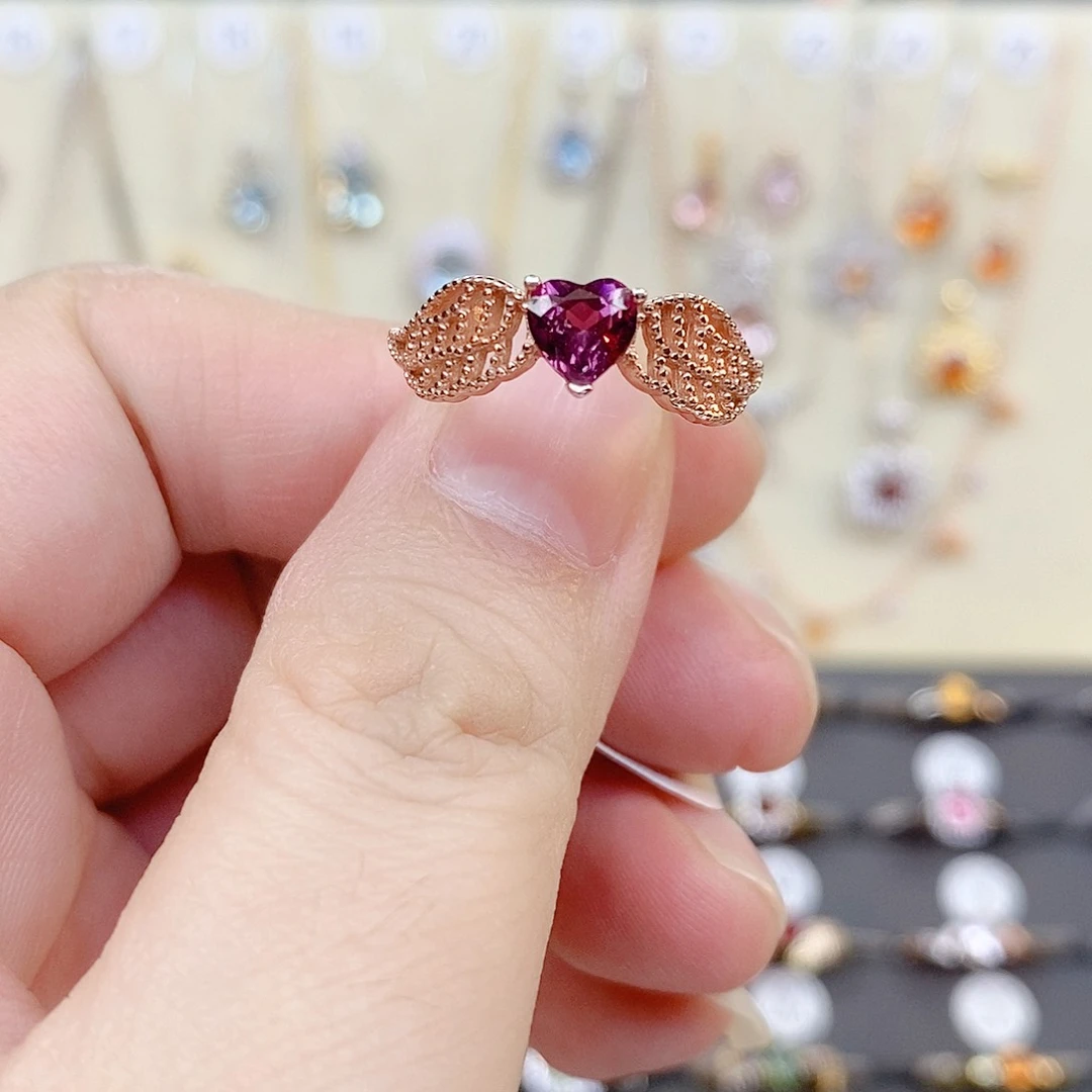 石榴石（紫牙乌）戒指银S925镶嵌