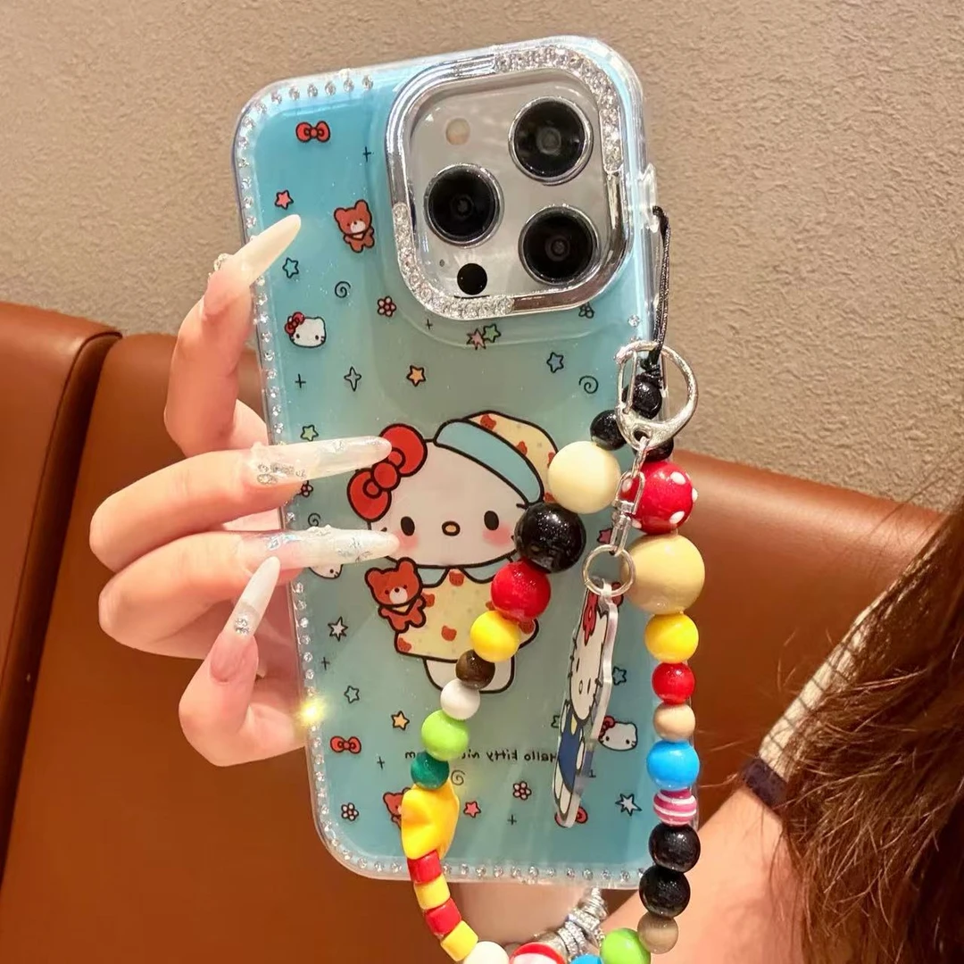 【自带相机保护按键】ins可爱玩具熊KT猫适用于苹果15pro防摔手机壳