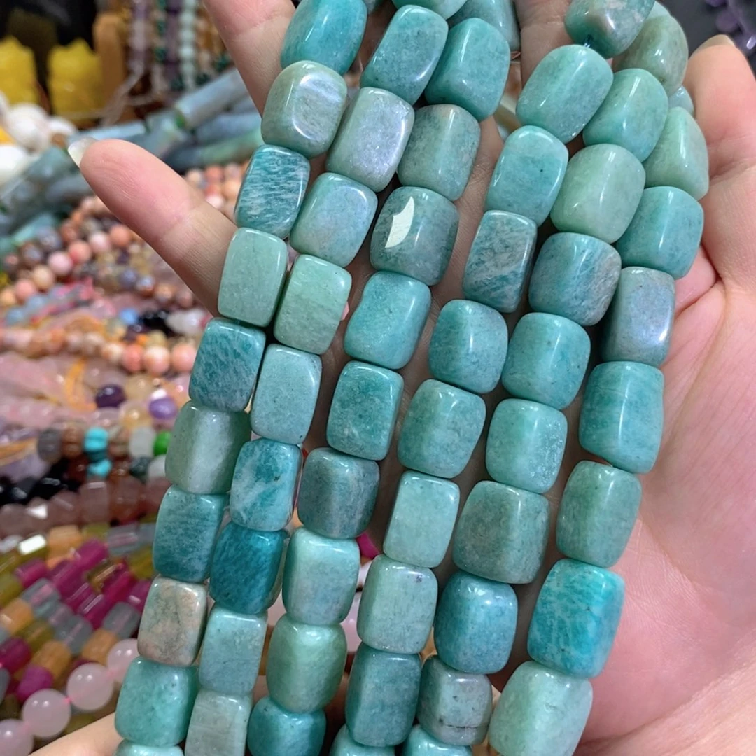 玛瑙/玉髓未镶嵌珠宝半成品天然天河石方块一条卡12*14mm