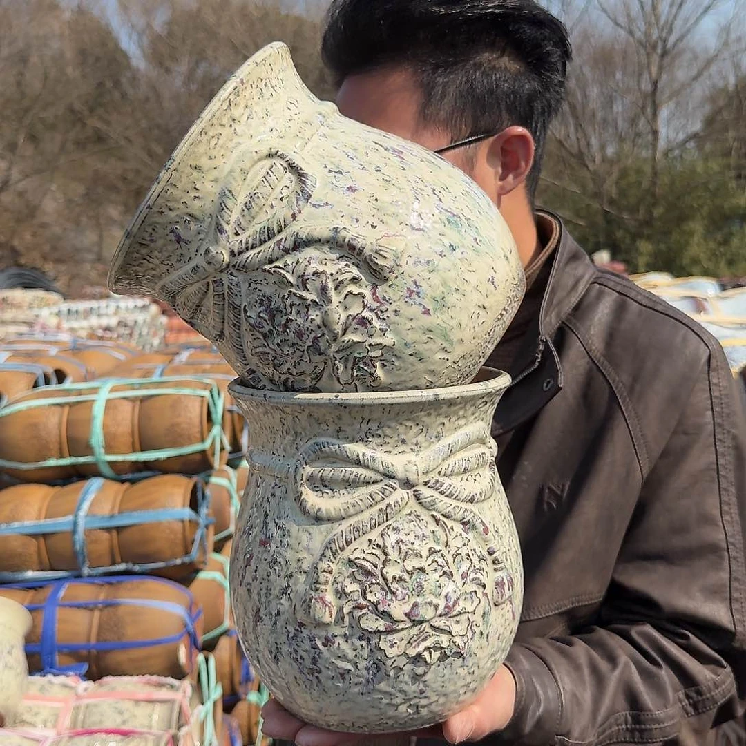 紫砂花盆口17高21（两个葫芦