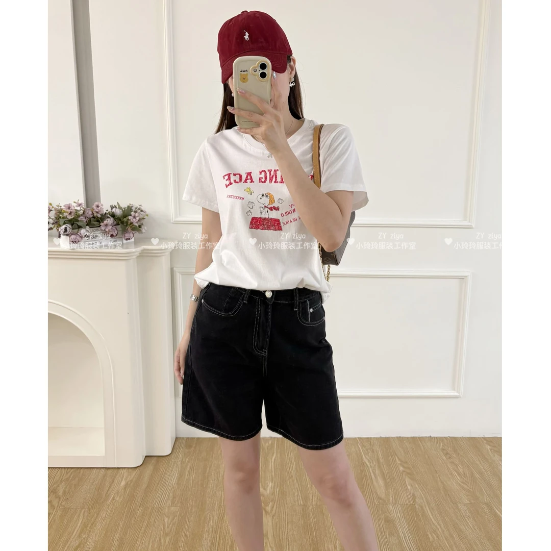 高品质显瘦遮肉四分牛仔裤60101