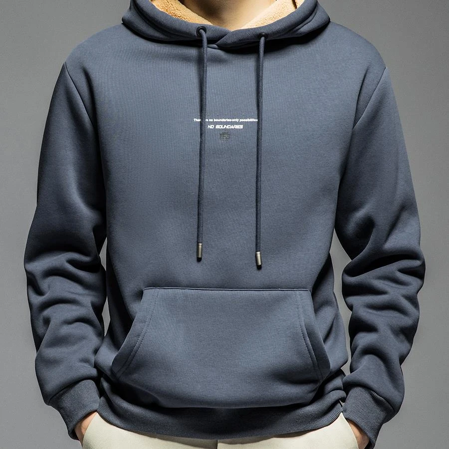 【 WOH ！官方正品 】2025秋冬季套头加绒卫衣男超厚羊羔绒连帽学生