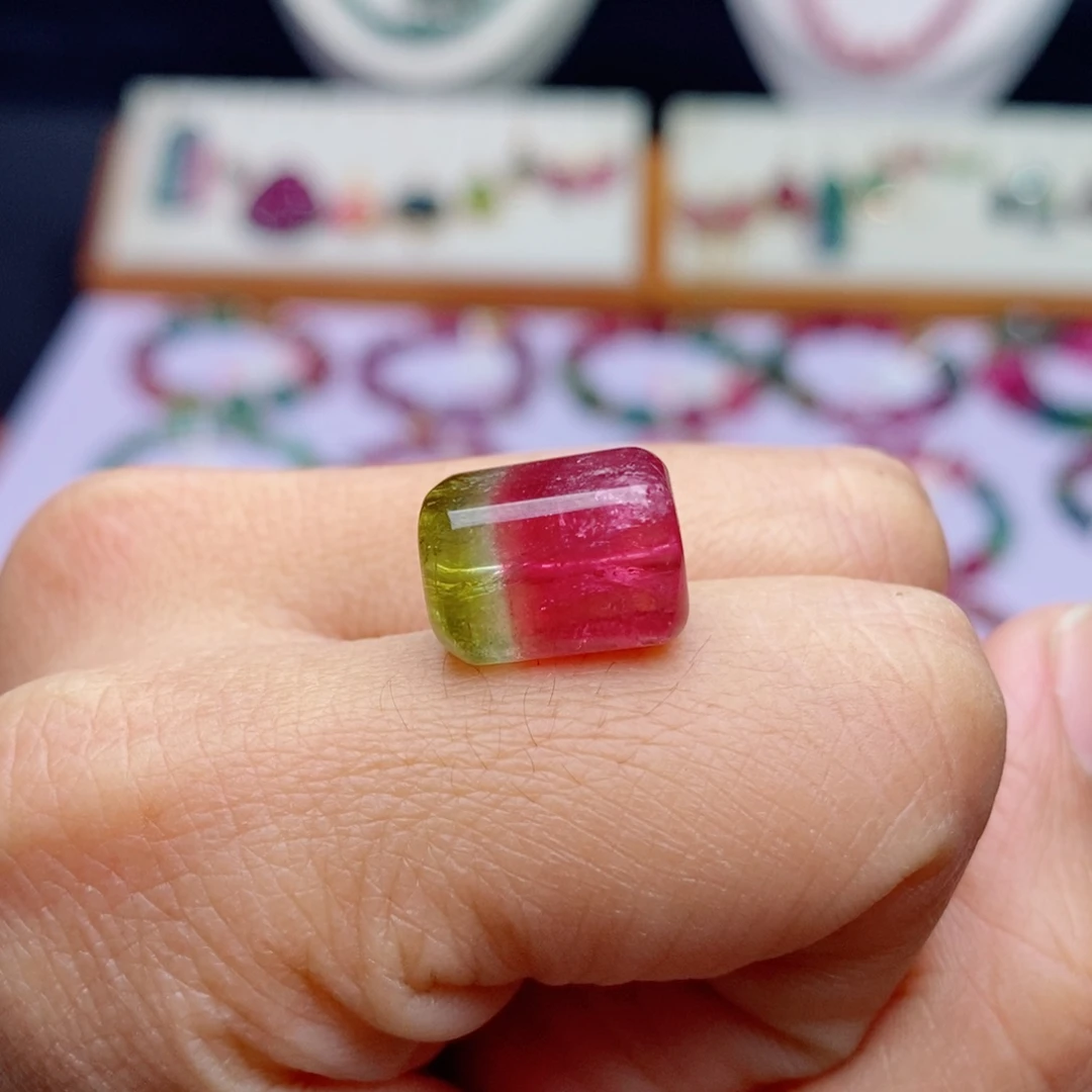 未镶嵌珠宝半成品碧玺单珠d