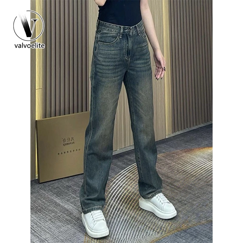 VALVOELITE美式牛仔裤男秋季新款直筒弹力休女士垂感户外阔腿裤