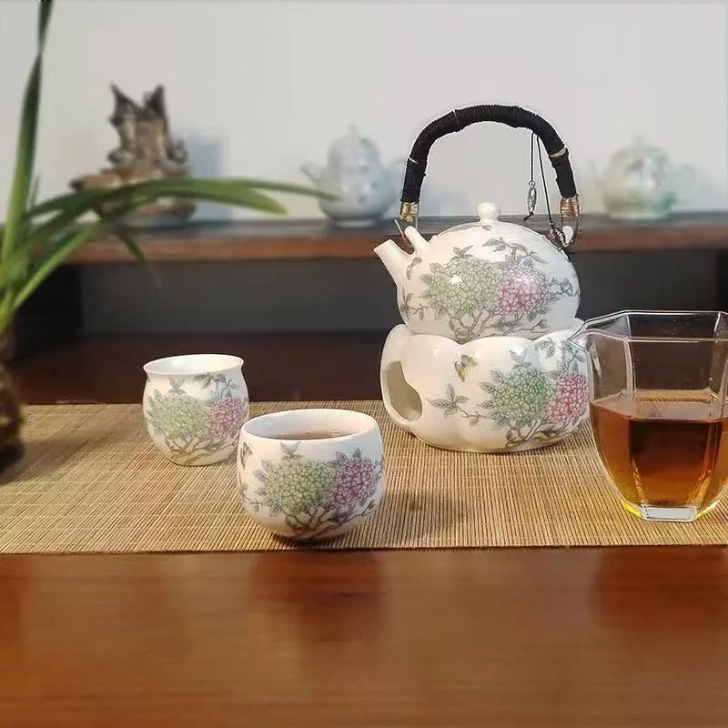 白绣球花提梁（1壶1炉2杯）zhz041