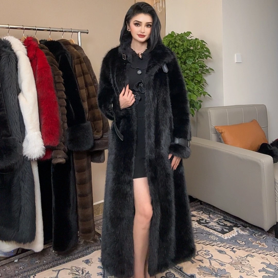 人造皮草 时尚外套冬季欧美高贵气质长款皮草