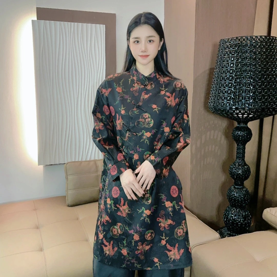 BETTY BAIRN 【香云纱桑波缎.霓裳曲】高定新中式桑蚕丝衣裙BW1577